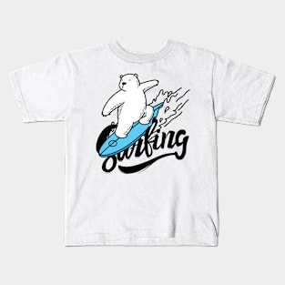 Surfing Polar Bear Design Kids T-Shirt